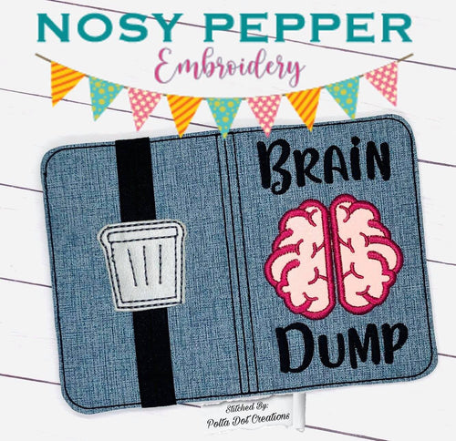 Brain Dump applique notebook cover (2 sizes available) machine embroidery design DIGITAL DOWNLOAD