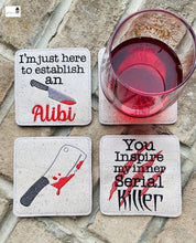 Load image into Gallery viewer, True Crime coaster set 2 includes 4 designs machine embroidery design DIGITAL DOWNLOAD