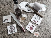 Load image into Gallery viewer, True Crime coaster set 2 includes 4 designs machine embroidery design DIGITAL DOWNLOAD