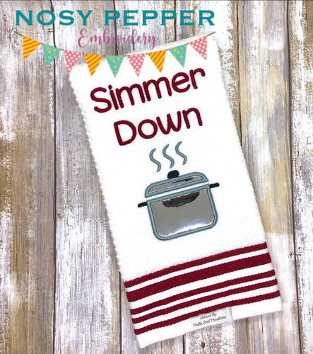 Simmer down applique design (5 sizes included) machine embroidery design DIGITAL DOWNLOAD