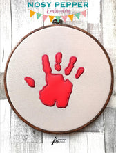 Load image into Gallery viewer, Bloody Hand print applique machine embroidery design (5 sizes included) DIGITAL DOWNLOAD