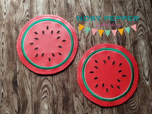 Watermelon Coaster set of 2 designs 4x4 machine embroidery design DIGITAL DOWNLOAD