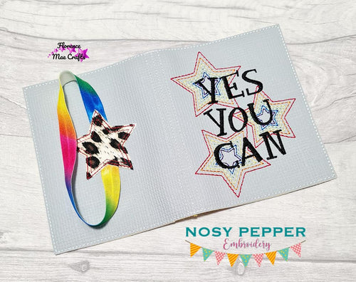 Yes you Can notebook cover (2 sizes available) machine embroidery design DIGITAL DOWNLOAD