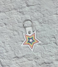 Load image into Gallery viewer, Star rainbow snap tab (single &amp; multi files included) machine embroidery design DIGITAL DOWNLOAD