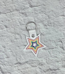 Star rainbow snap tab (single & multi files included) machine embroidery design DIGITAL DOWNLOAD