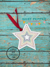 Load image into Gallery viewer, Star rainbow bookmark 4x4 machine embroidery design DIGITAL DOWNLOAD