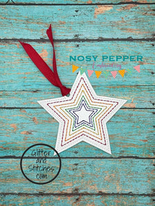 Star rainbow bookmark 4x4 machine embroidery design DIGITAL DOWNLOAD