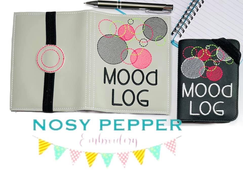 Mood Log notebook cover (2 sizes available) machine embroidery design DIGITAL DOWNLOAD