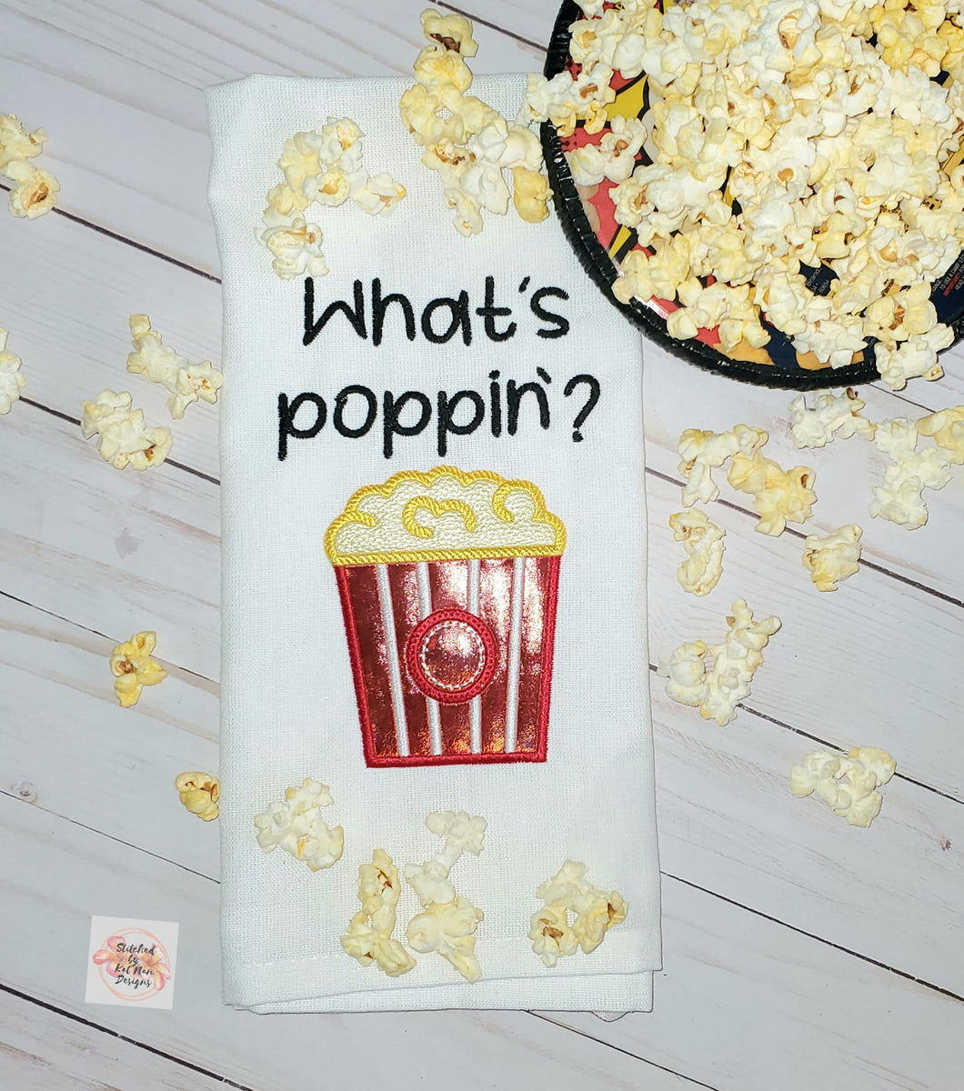 What's poppin'? Machine embroidery design includes sketch and applique version in 5 sizes DIGITAL DOWNLOAD