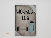 Load image into Gallery viewer, Workout Log notebook cover (2 sizes available) machine embroidery design DIGITAL DOWNLOAD