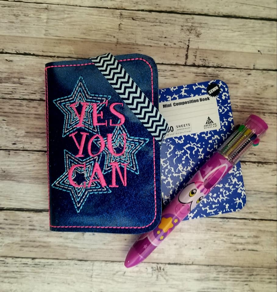 Yes you Can notebook cover (2 sizes available) machine embroidery desi ...