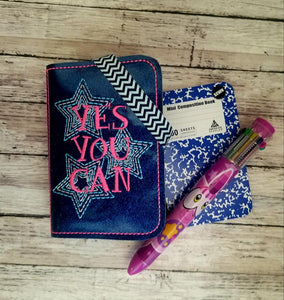 Yes you Can notebook cover (2 sizes available) machine embroidery design DIGITAL DOWNLOAD