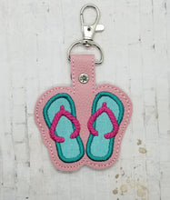 Load image into Gallery viewer, Flip flop applique snap tab (single &amp; multi files included) machine embroidery design DIGITAL DOWNLOAD