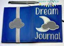Load image into Gallery viewer, Dream Journal notebook cover (2 sizes available) machine embroidery design DIGITAL DOWNLOAD