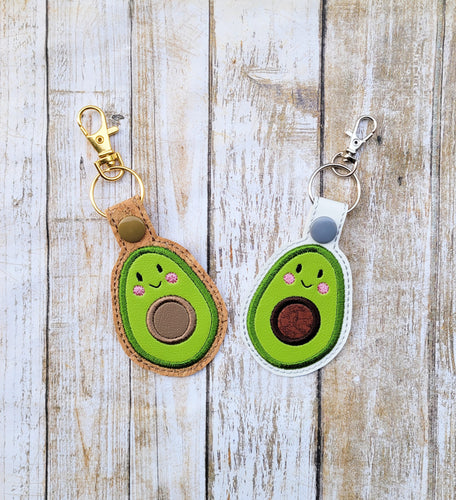 Avocado snap tab Applique design (single & multi files included) machine embroidery design DIGITAL DOWNLOAD