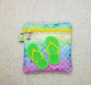 Flip flop applique ITH Bag (5 sizes available) and charm machine embroidery design DIGITAL DOWNLOAD