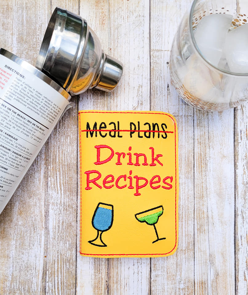 Drink Recipes notebook cover (2 sizes available) machine embroidery design DIGITAL DOWNLOAD