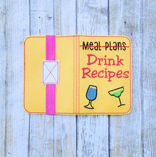 Load image into Gallery viewer, Drink Recipes notebook cover (2 sizes available) machine embroidery design DIGITAL DOWNLOAD