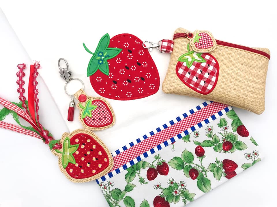 Strawberry Applique Set (includes 7 designs) machine embroidery design DIGITAL DOWNLOAD