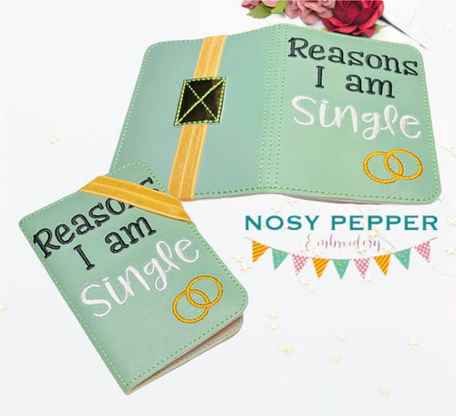 Reasons I am single notebook cover (2 sizes available) machine embroidery design DIGITAL DOWNLOAD