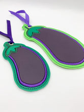 Load image into Gallery viewer, Eggplant applique bookmark (4x4 &amp; 5x7 sizes included) machine embroidery design DIGITAL DOWNLOAD