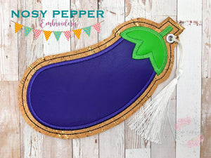 Eggplant applique bookmark (4x4 & 5x7 sizes included) machine embroidery design DIGITAL DOWNLOAD
