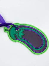 Load image into Gallery viewer, Eggplant applique bookmark (4x4 &amp; 5x7 sizes included) machine embroidery design DIGITAL DOWNLOAD