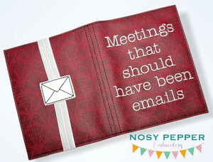 Meetings that should have been emails notebook cover (2 sizes available) machine embroidery design DIGITAL DOWNLOAD