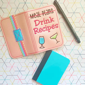 Drink Recipes notebook cover (2 sizes available) machine embroidery design DIGITAL DOWNLOAD