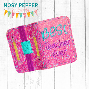 Best Teacher ever notebook cover (2 sizes available) machine embroidery design DIGITAL DOWNLOAD