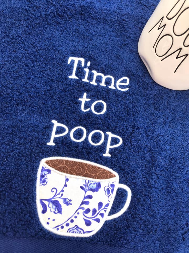 Time to poop applique embroidery Design (5 sizes included) machine embroidery design DIGITAL DOWNLOAD
