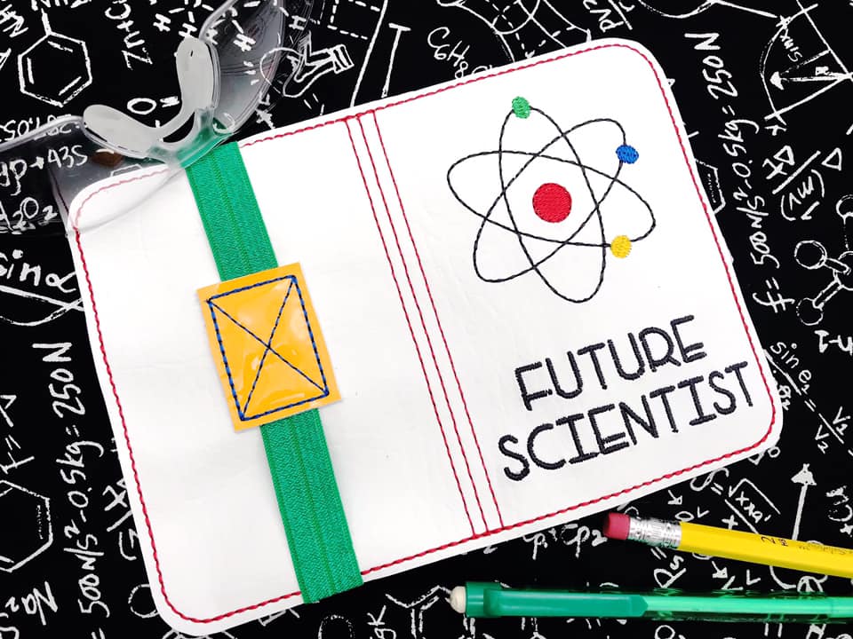 Future Scientist notebook cover (2 sizes available) machine embroidery design DIGITAL DOWNLOAD