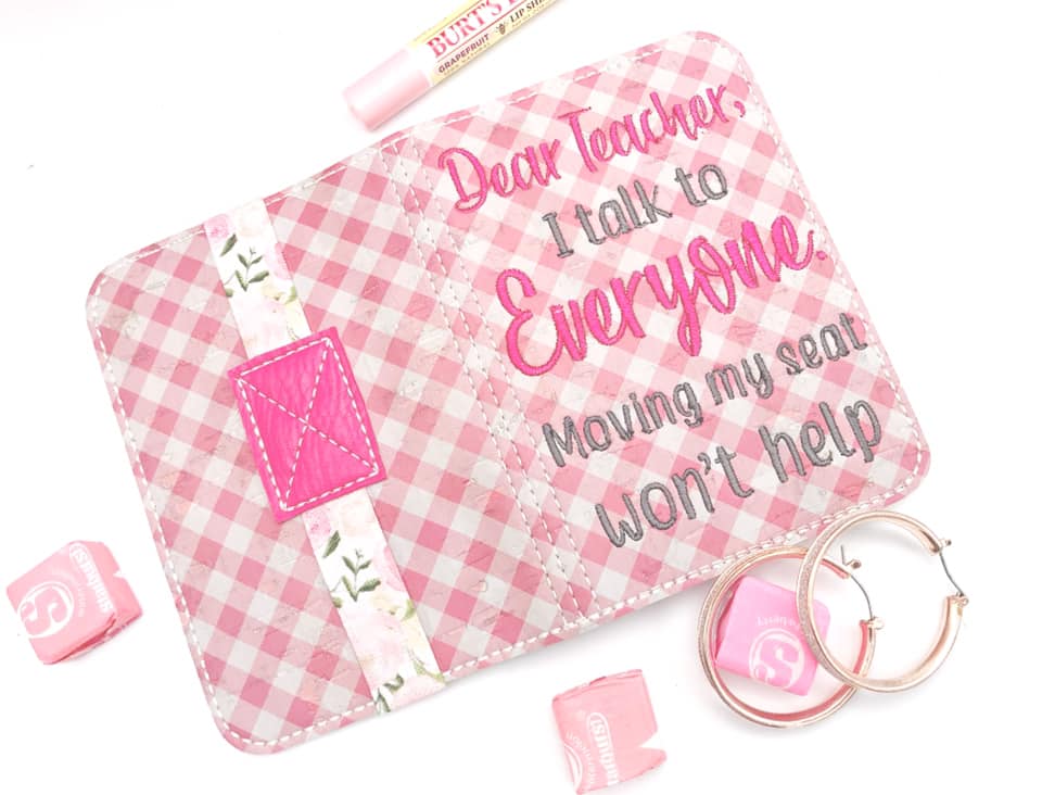 Dear Teacher notebook cover (2 sizes available) machine embroidery design DIGITAL DOWNLOAD