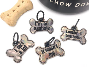 Bone Dog tag set of 5 designs (includes a multi file) machine embroidery design DIGITAL DOWNLOAD