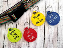 Load image into Gallery viewer, Round Dog Tag set of 5 designs (includes blank and multi file) machine embroidery design DIGITAL DOWNLOAD