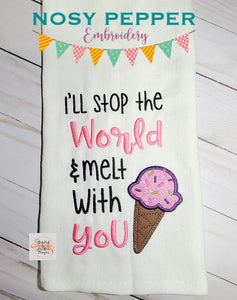 I'll stop the world and melt with you applique machine embroidery design-4 sizes included (DIGITAL DOWNLOAD)