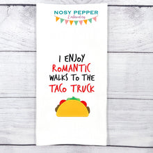 Load image into Gallery viewer, I like romantic walks to the taco truck applique design (4 sizes included) machine embroidery design DIGITAL DOWNLOAD