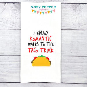 I like romantic walks to the taco truck applique design (4 sizes included) machine embroidery design DIGITAL DOWNLOAD