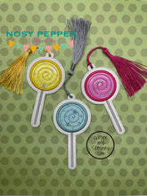 Load image into Gallery viewer, Lollipop Applique bookmark machine embroidery design DIGITAL DOWNLOAD