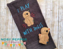 Load image into Gallery viewer, I play with dolls applique (4 sizes included) machine embroidery design DIGITAL DOWNLOAD