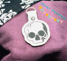 Load image into Gallery viewer, Skull Snap tab single and multi file included machine embroidery design DIGITAL DOWNLOAD