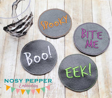 Load image into Gallery viewer, Halloween Coaster Set of 4 designs machine embroidery design DIGITAL DOWNLOAD