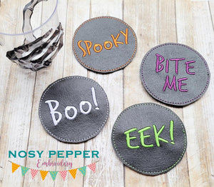 Halloween Coaster Set of 4 designs machine embroidery design DIGITAL DOWNLOAD