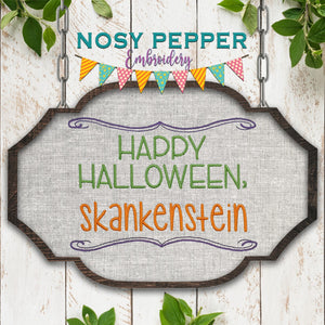 Happy Halloween Sk*nkenstein machine embroidery design (4 sizes included) DIGITAL DOWNLOAD