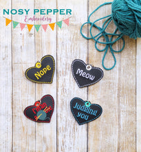 Load image into Gallery viewer, Cat tags (set of 5 designs) machine embroidery design DIGITAL DOWNLOAD