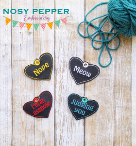 Cat tags (set of 5 designs) machine embroidery design DIGITAL DOWNLOAD
