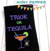 Load image into Gallery viewer, Trick or tequila applique (4 sizes included) machine embroidery design DIGITAL DOWNLOAD