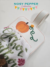 Load image into Gallery viewer, Pumpkin applique towel topper (5x7 &amp; 5x10 versions included) machine embroidery design DIGITAL DOWNLOAD