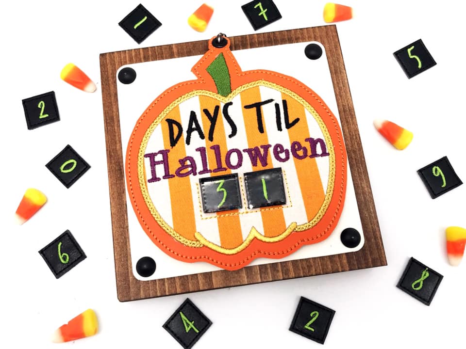 Halloween pumpkin applique Advent countdown(4x4 & 5x7 hoop sizes) machine embroidery design DIGITAL DOWNLOAD