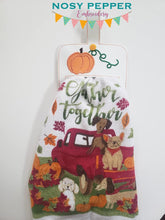 Load image into Gallery viewer, Pumpkin applique towel topper (5x7 &amp; 5x10 versions included) machine embroidery design DIGITAL DOWNLOAD